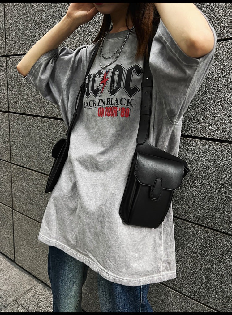 Men's dual pouch shoulder holster bag pu leather harness