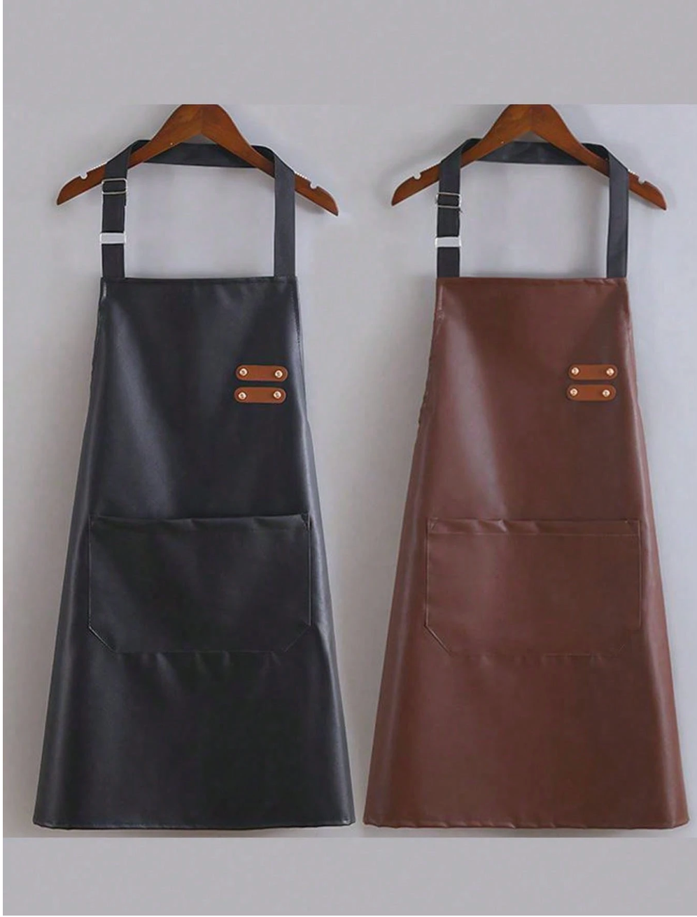 faux leather apron waterproof kitchen work wear