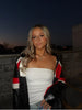 black white red faux leather jacket women cropped
