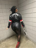 black white red faux leather jacket women cropped