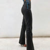 High waist flared faux leather pants