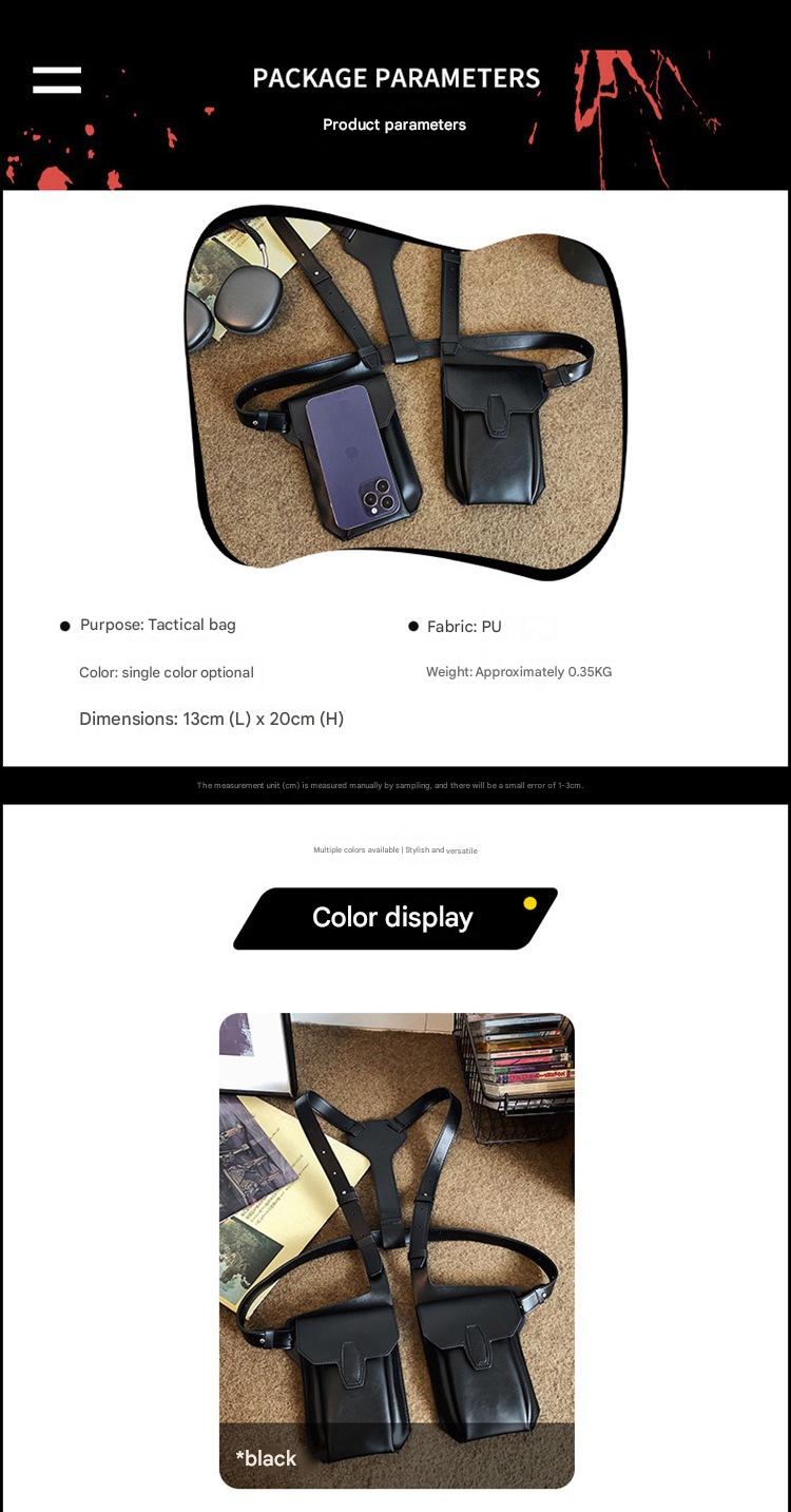 Men's dual pouch shoulder holster bag pu leather harness