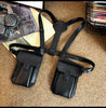 Men's dual pouch shoulder holster bag pu leather harness