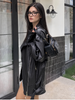 Women’s Oversized Black Sheepskin Leather Biker Jacket