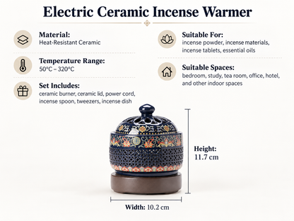 Ceramic Incense Burner with Adjustable Temperature Timer Control