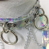 women holographic harness set belt chain skirt festival outfit set