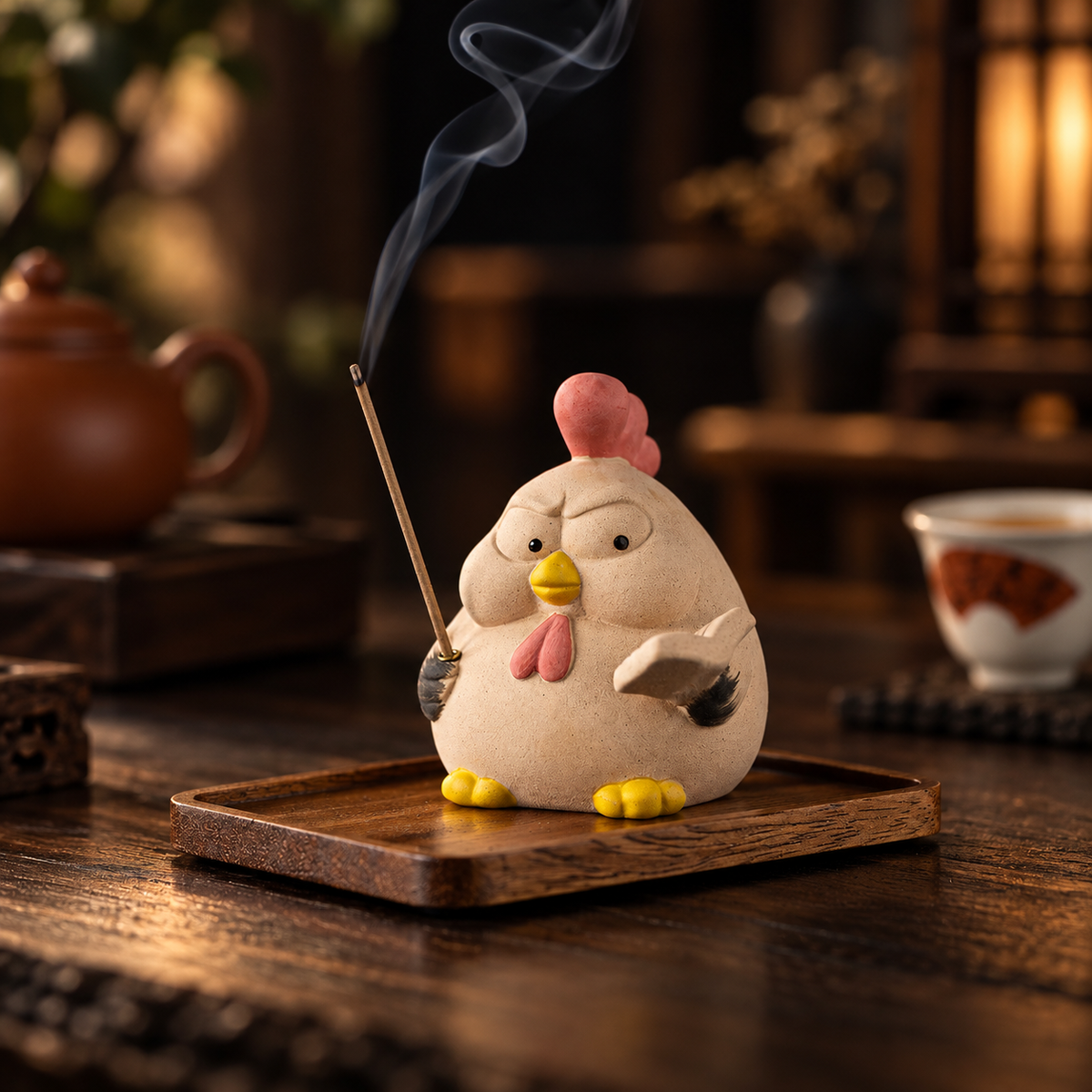 Stick Incense Holder Cute Ceramic Chicken Tabletop Decor