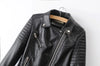 Black Leather Motorcycle Jacket Women Quilted Biker