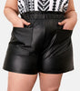 Womens Leather Shorts High Waist Fitted Stretch Elastic