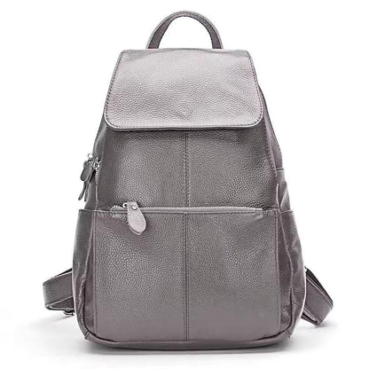 Genuine leather backpack women compact purse bronze