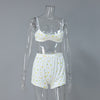white floral ribbed lounge three piece set