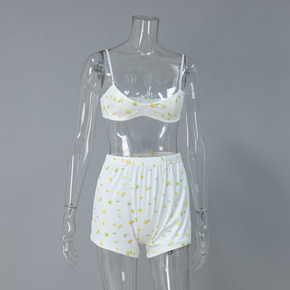 white floral ribbed lounge three piece set