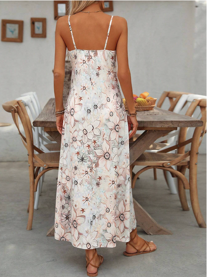 boho floral maxi dress spaghetti strap summer