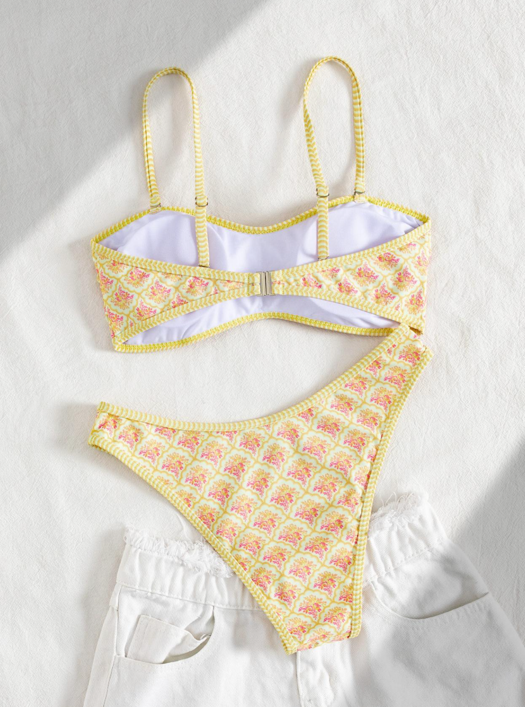 Floral bikini set adjustable strap swimwear