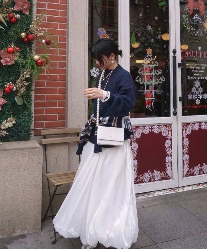 white balloon skirt high waist midi puffy flowy casual