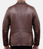 brown formal leather jacket mens button front design