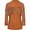 Brown suede fringe jacket women western style real suede