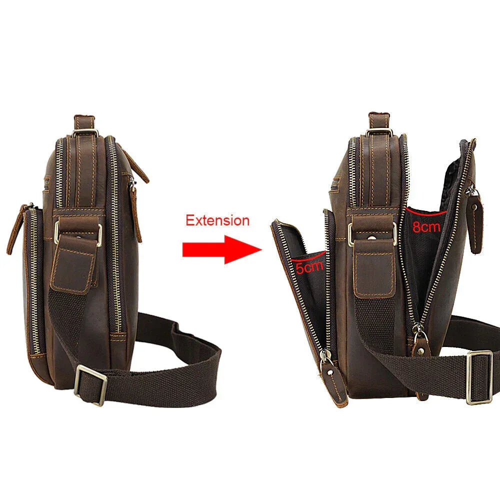 Mens Genuine leather messenger bag crossbody