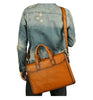 Brown leather messenger bag for men laptop