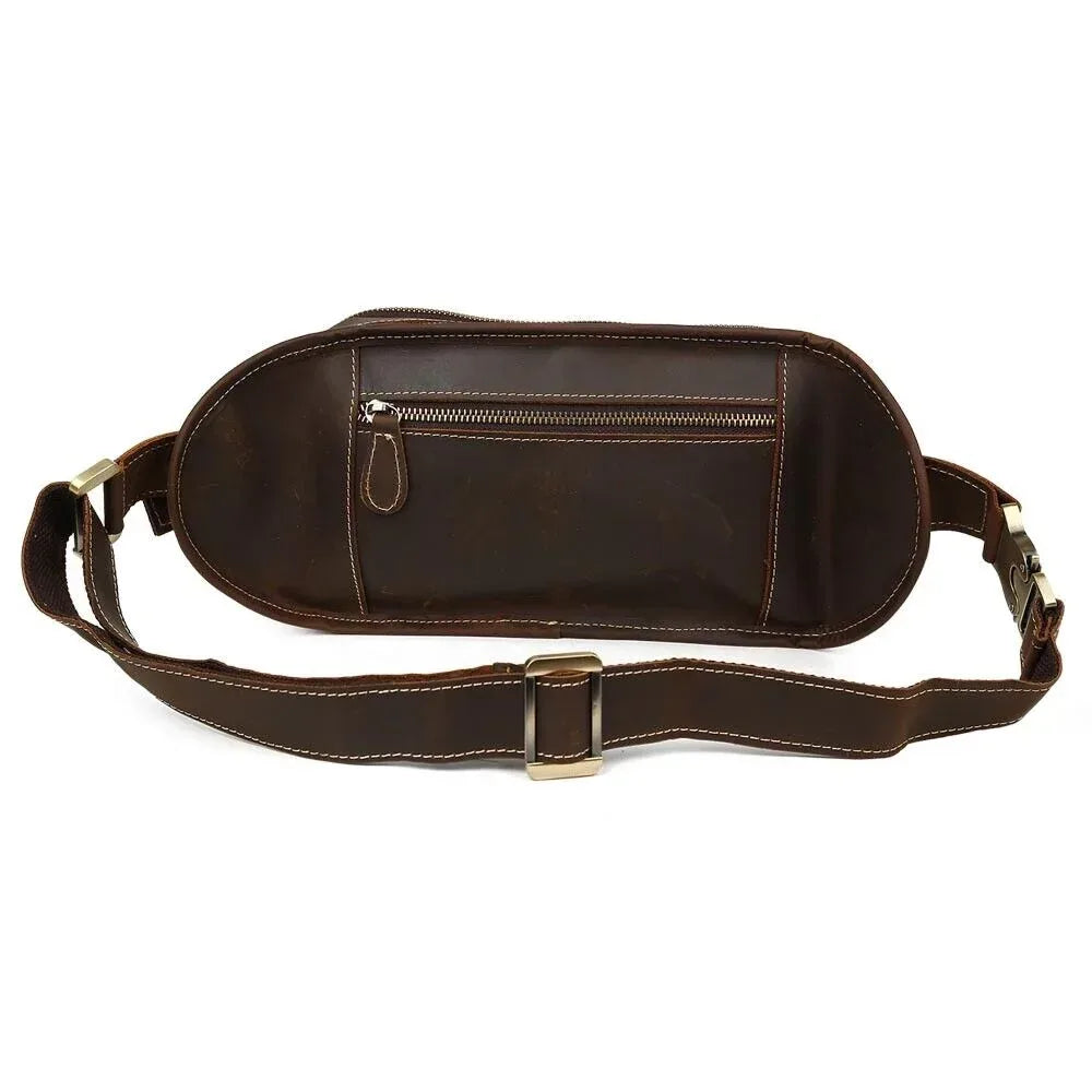 Leather Waist Bag for Men Full Grain Genuine Leather Belt Bag