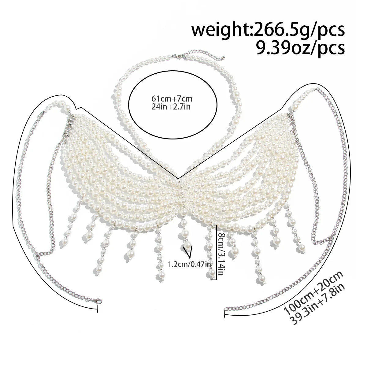 Multi-Layer Faux Pearl Bikini Chest Chain Set