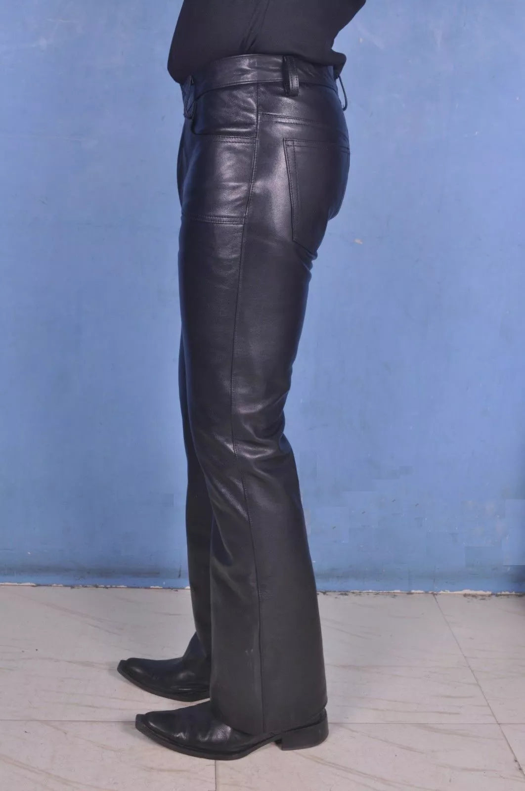 Men's Genuine Leather Motorcycle Pants Trouser