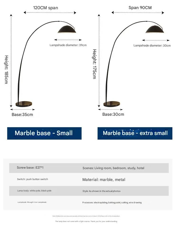 Modern black arching floor lamp with adjustable span