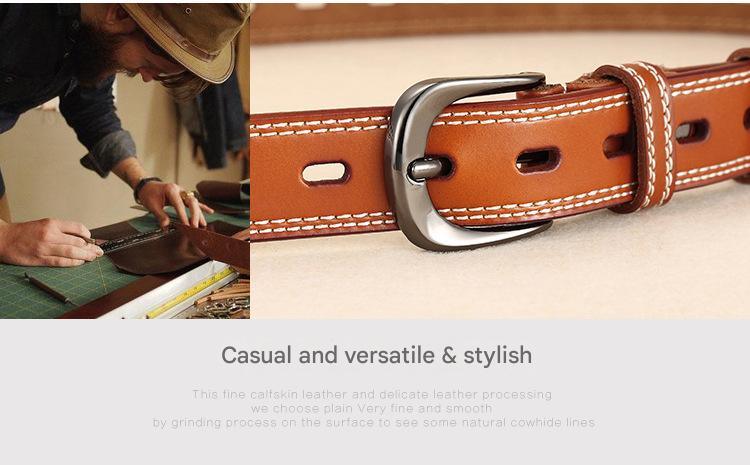 Women’s Genuine Cowhide Hollow Pin Belt 2.8cm Wide