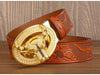 Men’s Leather Cowboy Belt with Bull Head Buckle