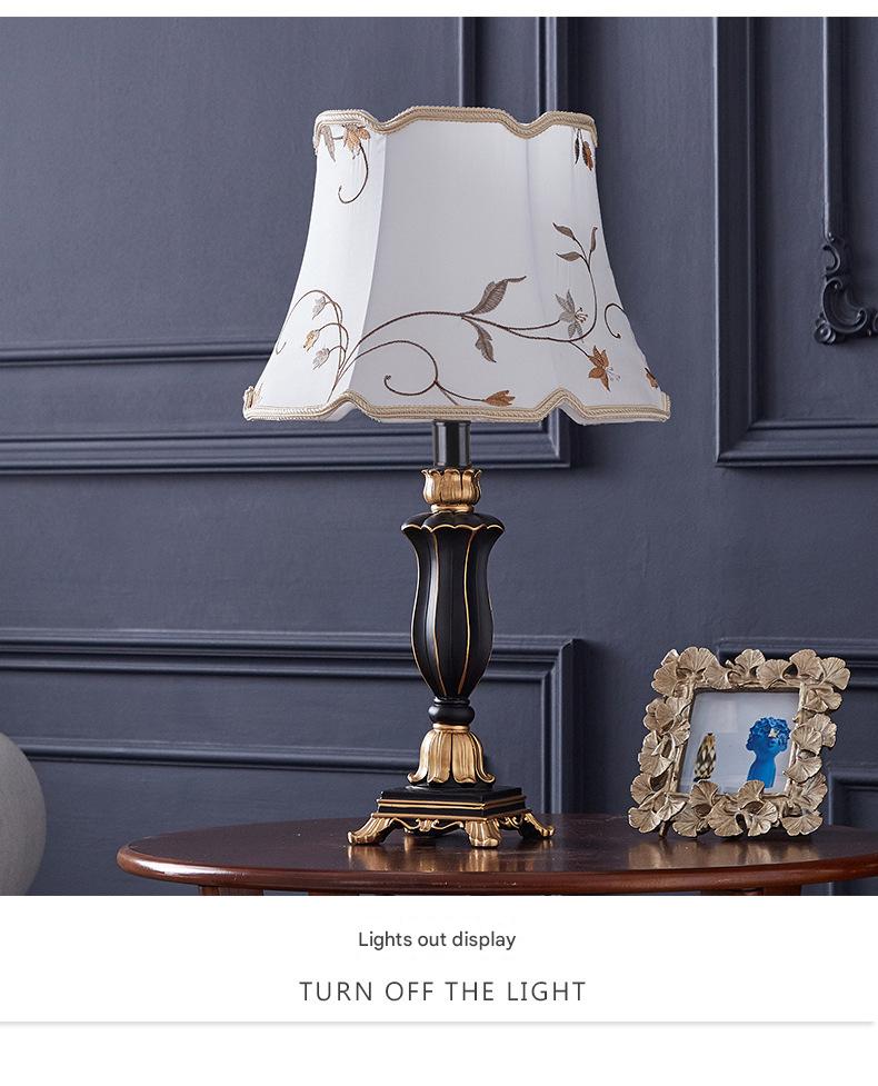 European retro resin fabric bedside table lamp