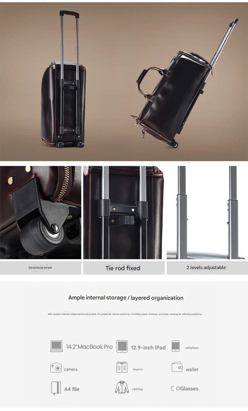 Crazy Horse Leather Trolley Garment Duffel