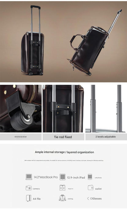 Crazy Horse Leather Trolley Garment Duffel