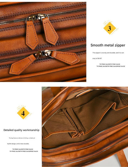 Men’s leather multi-layer office briefcase