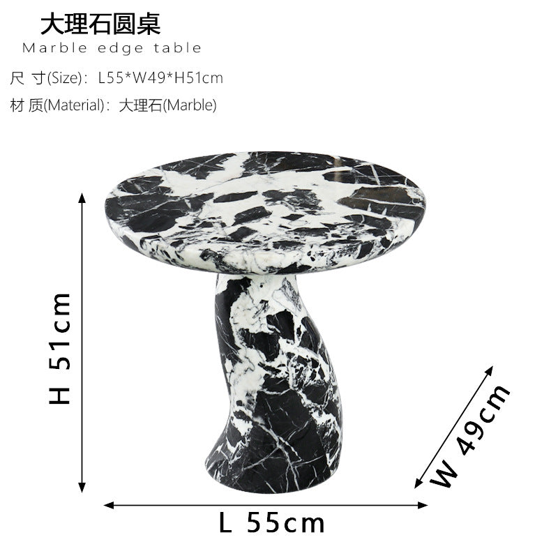 Modern Scandinavian Black Marble Round Side Table