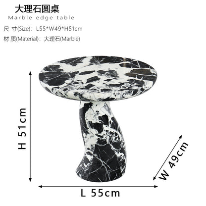 Modern Scandinavian Black Marble Round Side Table