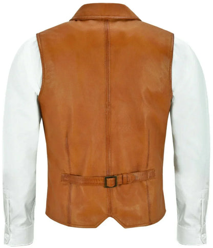 Brown Leather Biker Vest Men – Genuine Riding Leather Vest