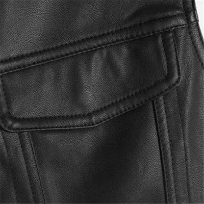 Mens Leather Biker Vest – Genuine Black Motorcycle Vest