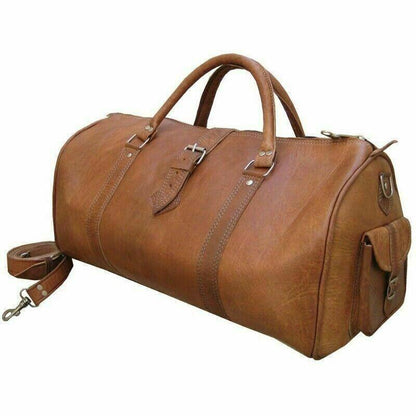 Vintage Leather Travel Bag 24 Inch Duffle Carry On
