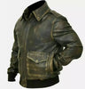 Leather Flight Jacket for Men with Distressed Vintage Bomber Design