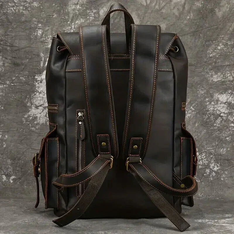 Leather Backpack Large Capacity Vintage Crazy Horse