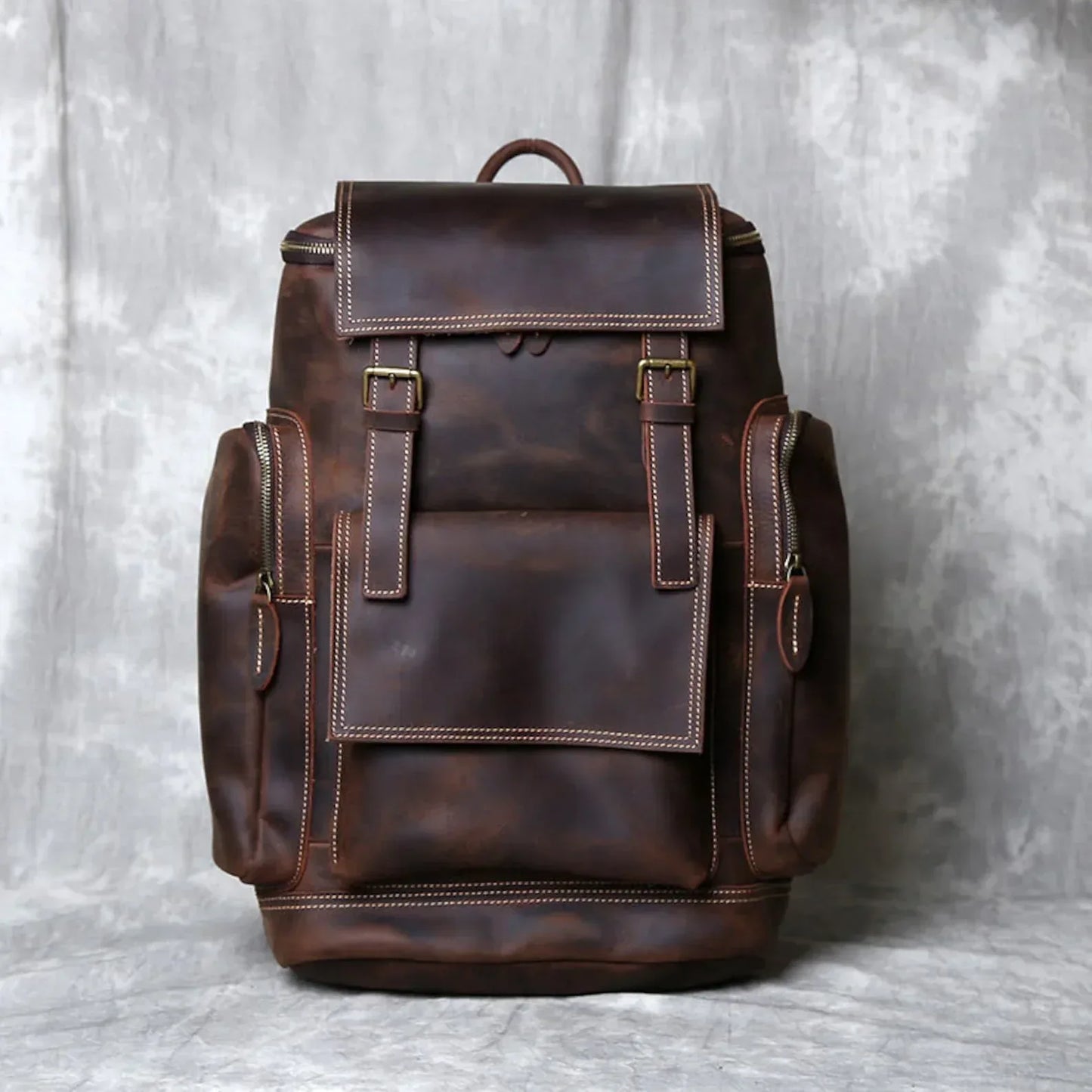 genuine leather backpack laptop