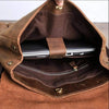 Brown cowhide leather backpack rucksack laptop travel