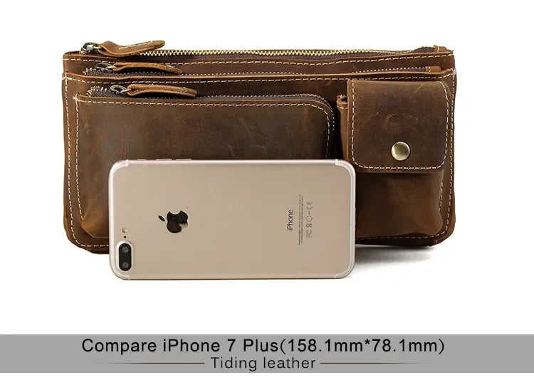 Genuine Leather Bum Bag Mens Adjustable Belt