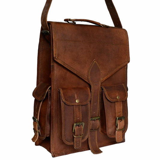 Leather Business Backpack Genuine Work Laptop Bag