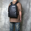 Men's genuine leather laptop travel backpack