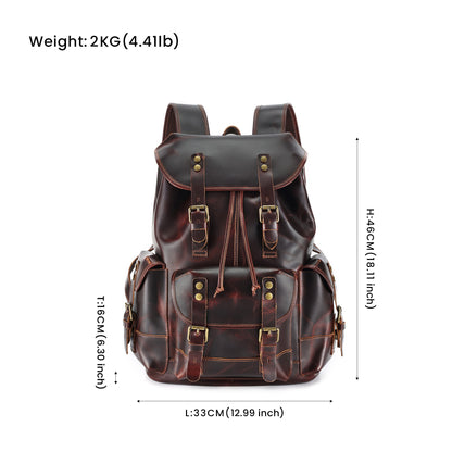 Genuine Leather Rucksack in Brown for Laptop
