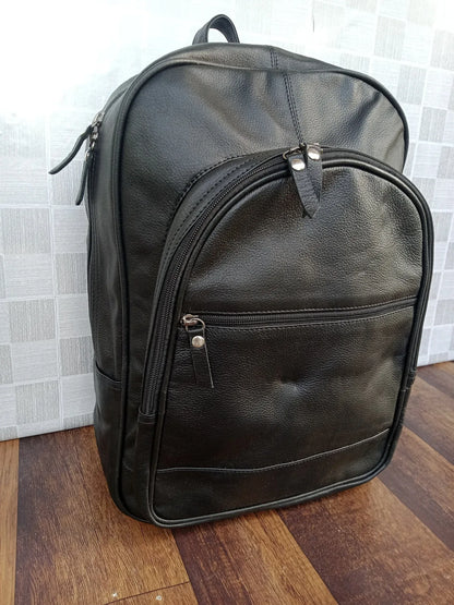 Black Leather Laptop Bag for Work and Daily Use