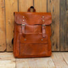 Brown cowhide leather backpack rucksack laptop travel Reddish Brown