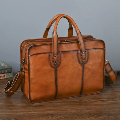 Full Grain Leather Messenger Bag for Men 2