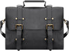 Black leather messenger bag for women